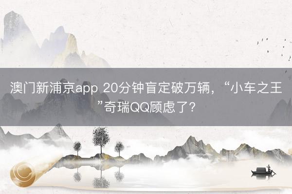 澳门新浦京app 20分钟盲定破万辆，“小车之王”奇瑞QQ顾虑了?