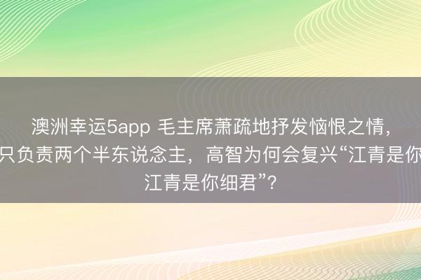 澳洲幸运5app 毛主席萧疏地抒发恼恨之情，称我方只负责两个半东说念主，高智为何会复兴“江青是你细君”？